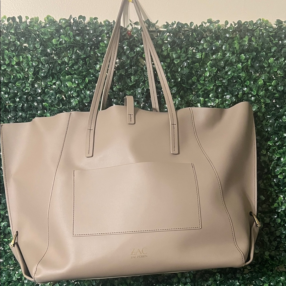 ZAC POSEN Eartha Folded Gusset Leather Shopper handbag Tote purse msrp 595$